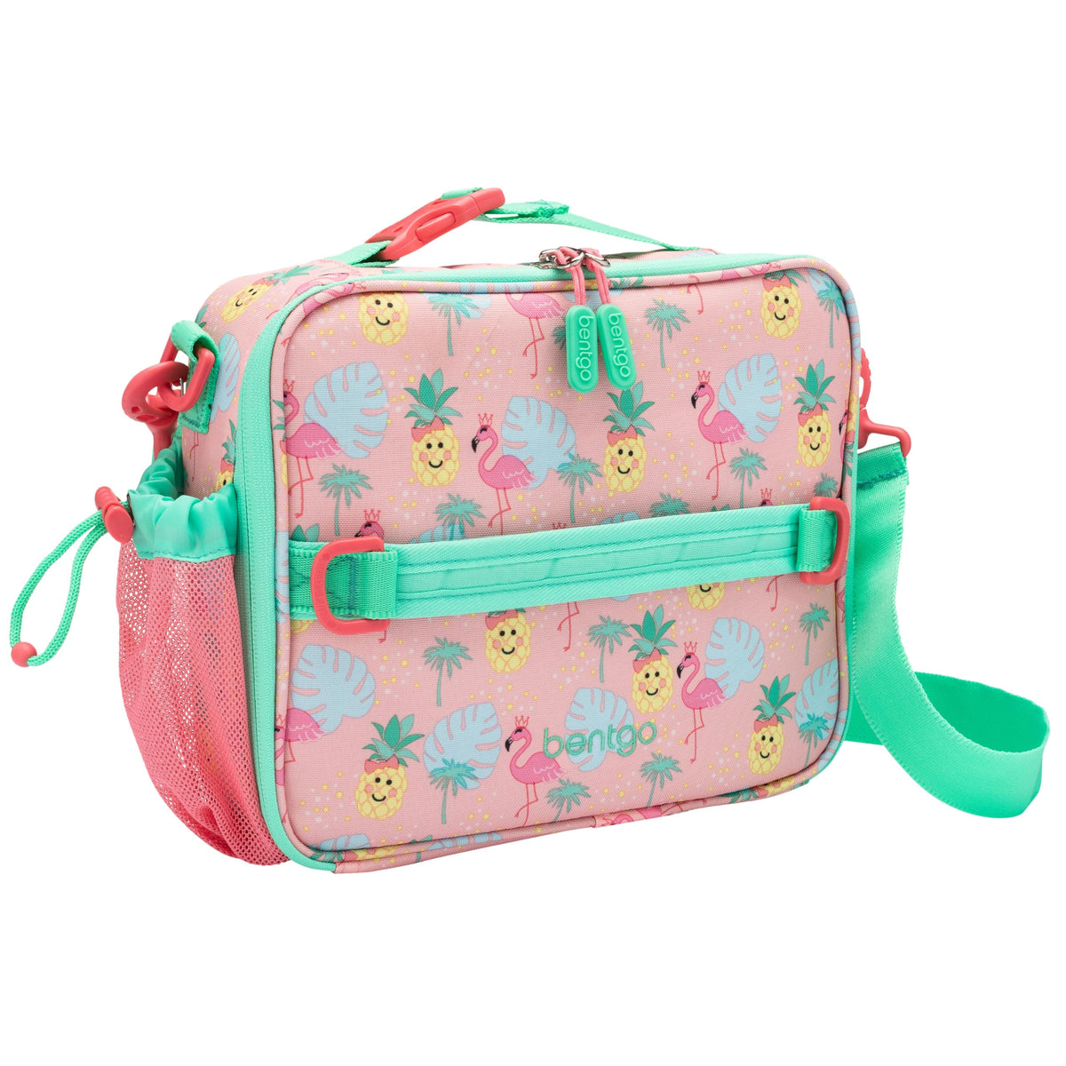 Bentgo front view showing prints and zip closure, practical for school