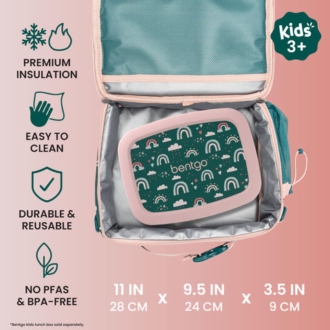Bentgo in-use with child carrying bag comfortably for easy transport