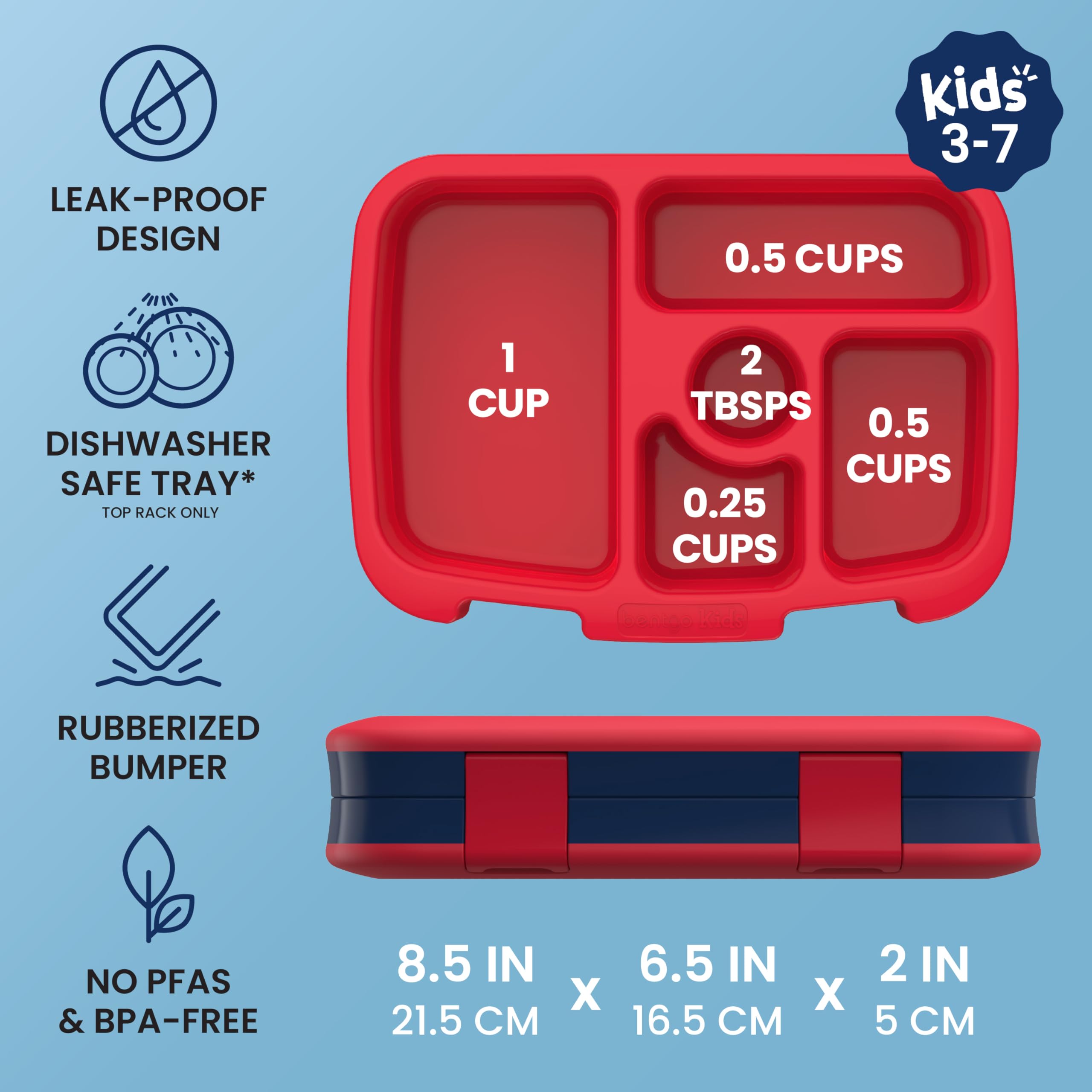 Bentgo Kids compartments filled with healthy foods encouraging variety
