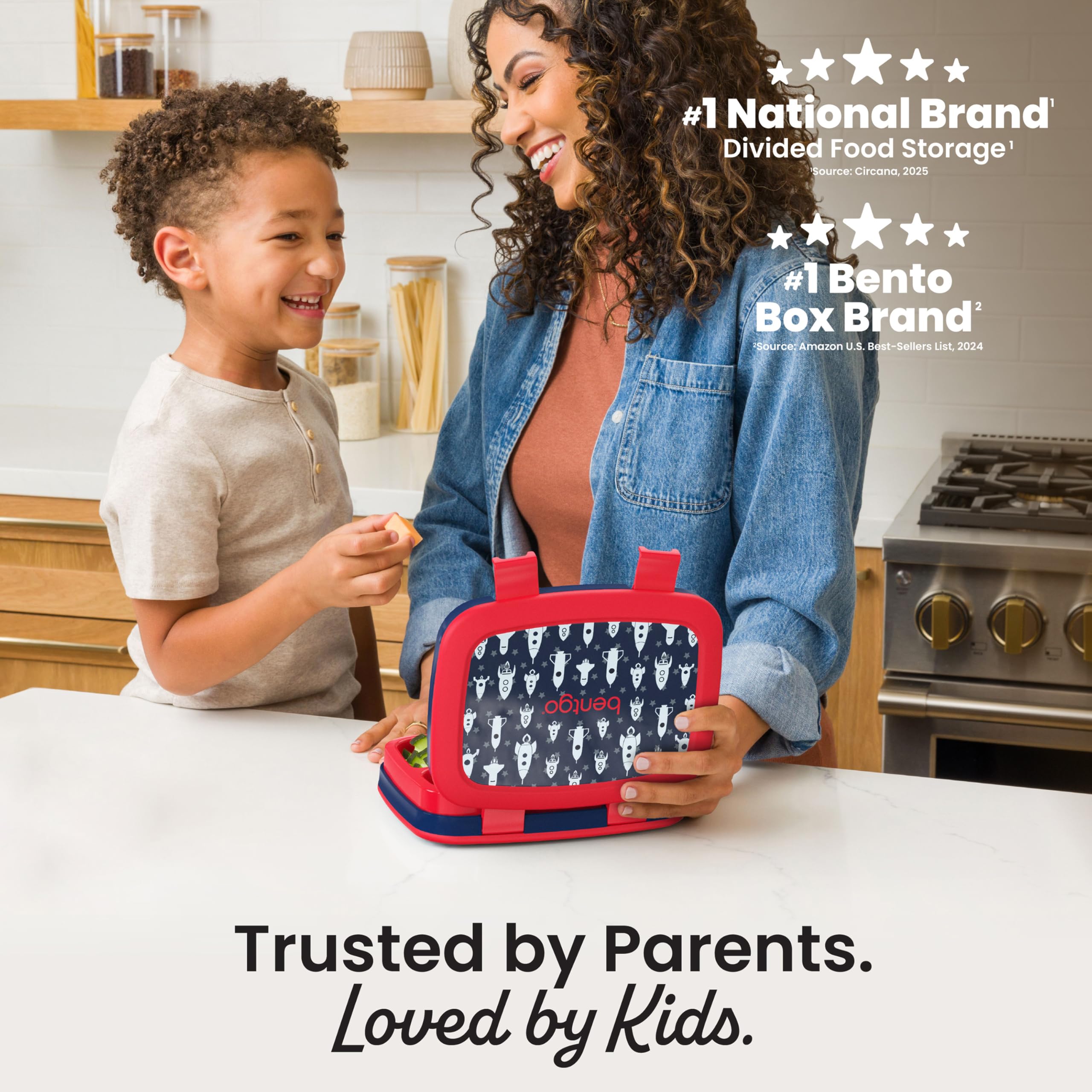 Bentgo Kids open tray displaying five compartments for portioning benefits
