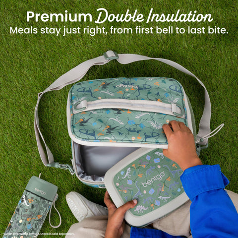 Bentgo strap and buckle detail illustrating adjustable carrying options for kids