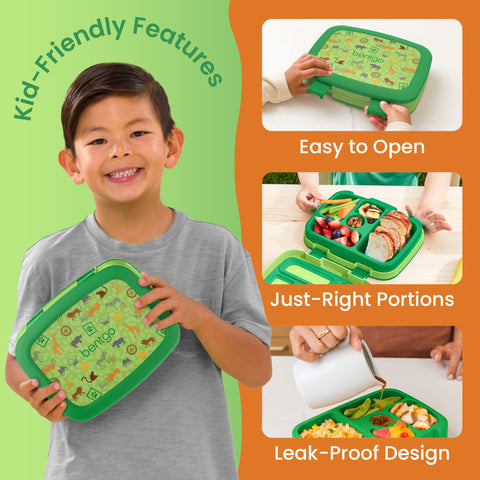 Bentgo removable tray detail showing compartment sizes and microwave convenience