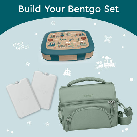 Bentgo beside fruit to show size and 2.4 cup total capacity comparison