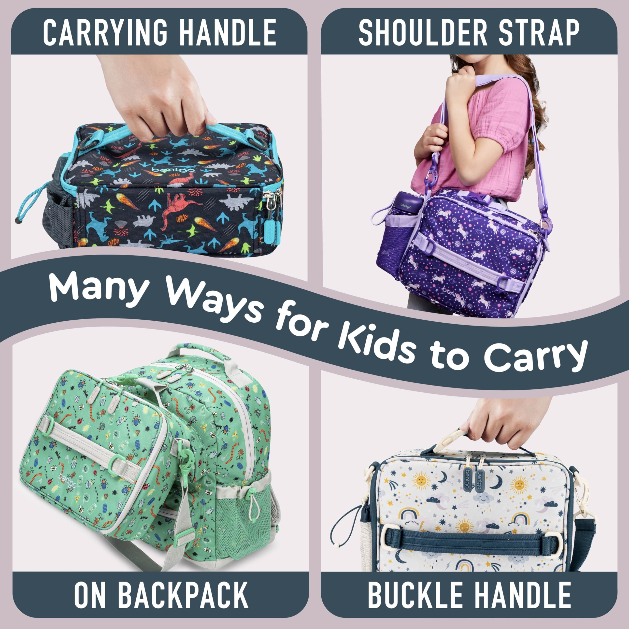 Bentgo lunch bag interior with lunchbox and ice pack demonstrating organized storage