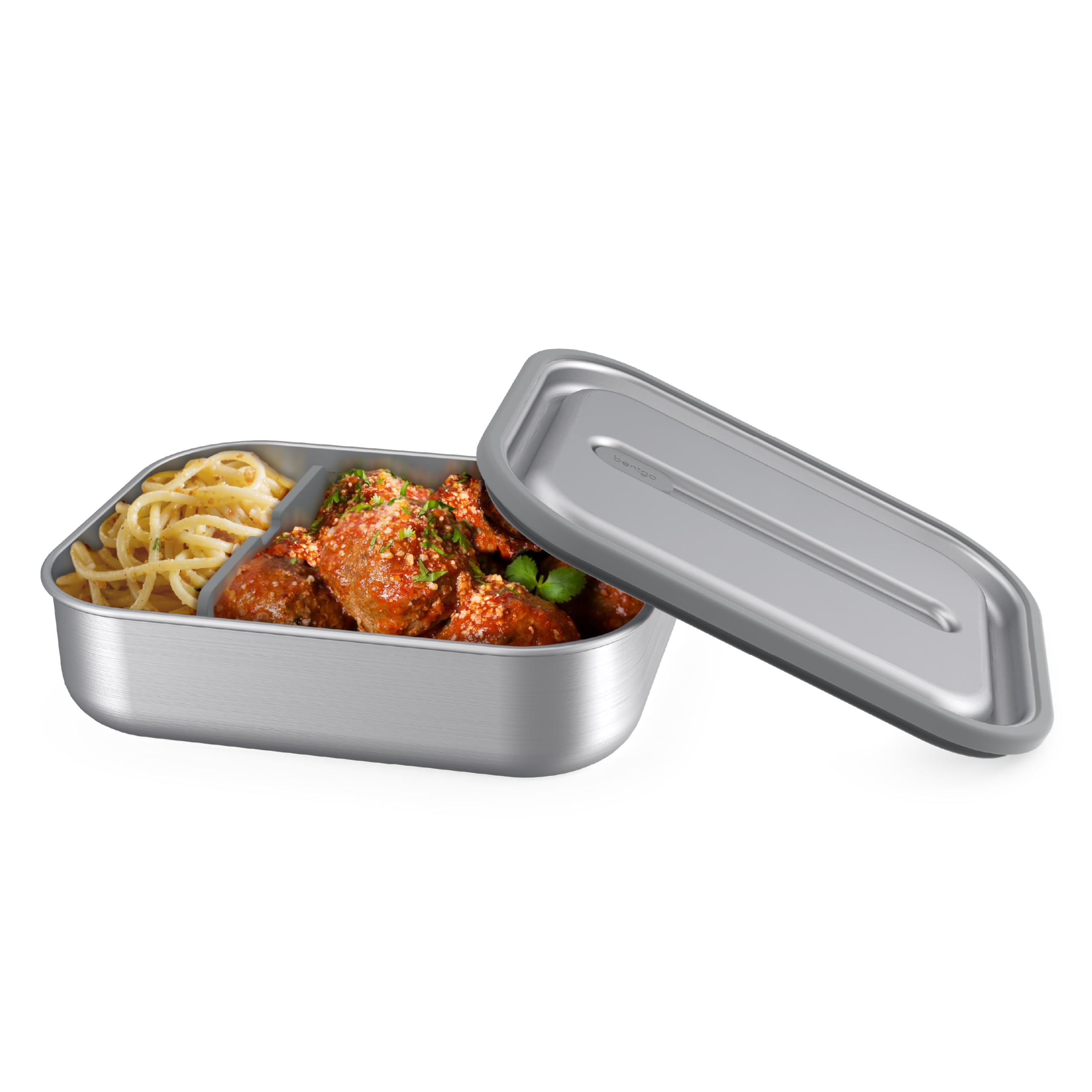 Bentgo front view showing secure lid and compact 5-cup design benefits portability