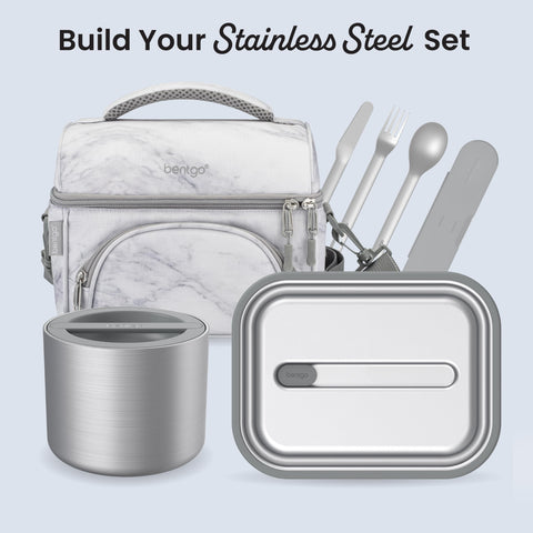Bentgo held in hand showing scale and 5-cup capacity for balanced lunches
