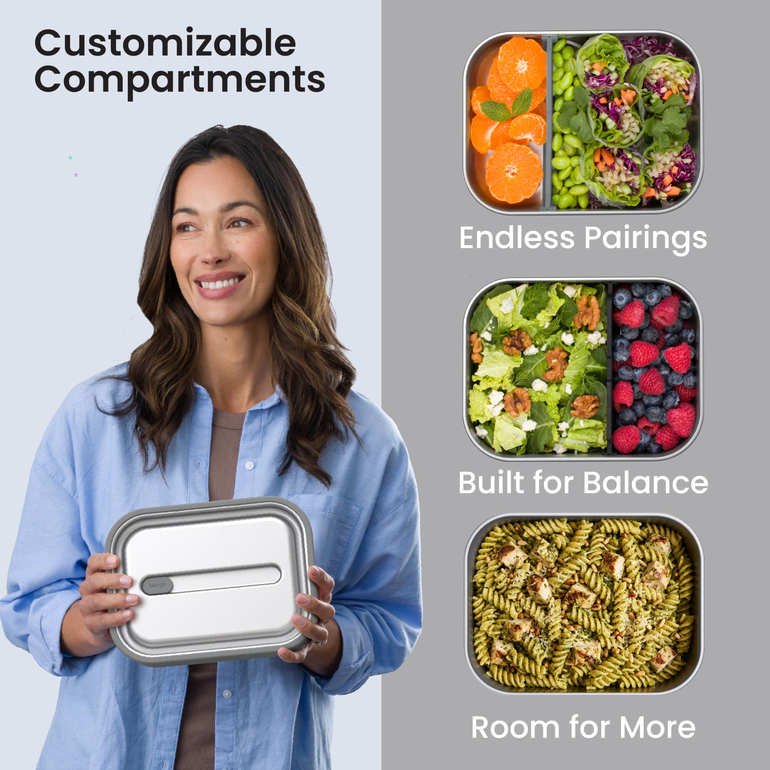Bentgo stainless steel texture detail showing durable MicroSteel surface for reheating