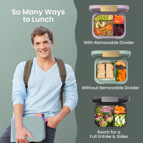 Bentgo removable divider detail demonstrating adjustable compartment benefit