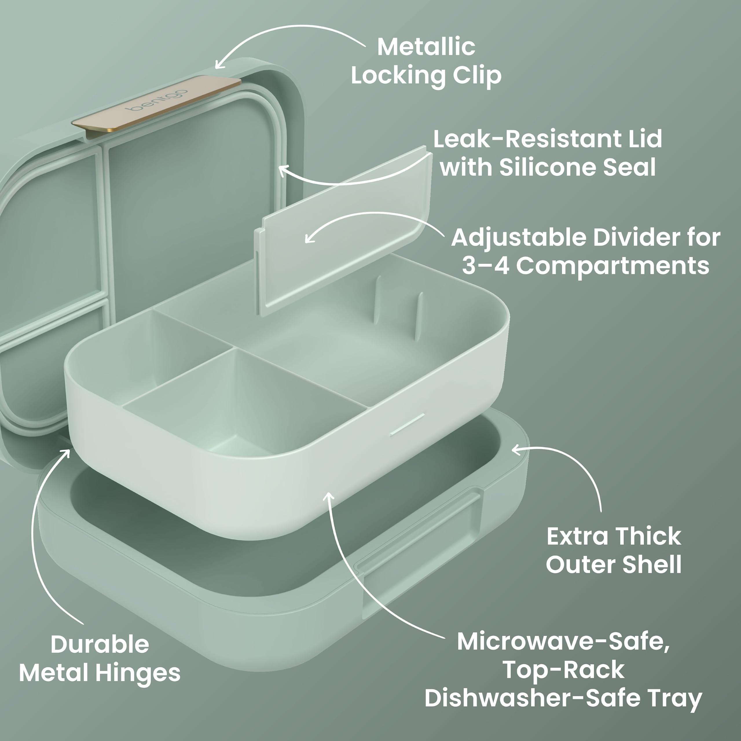 Bentgo metal locking clip close-up showing secure seal benefit