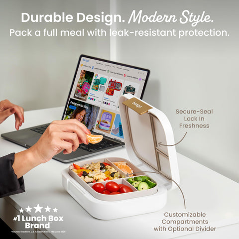 Bentgo open box displaying removable divider for flexible meal portions