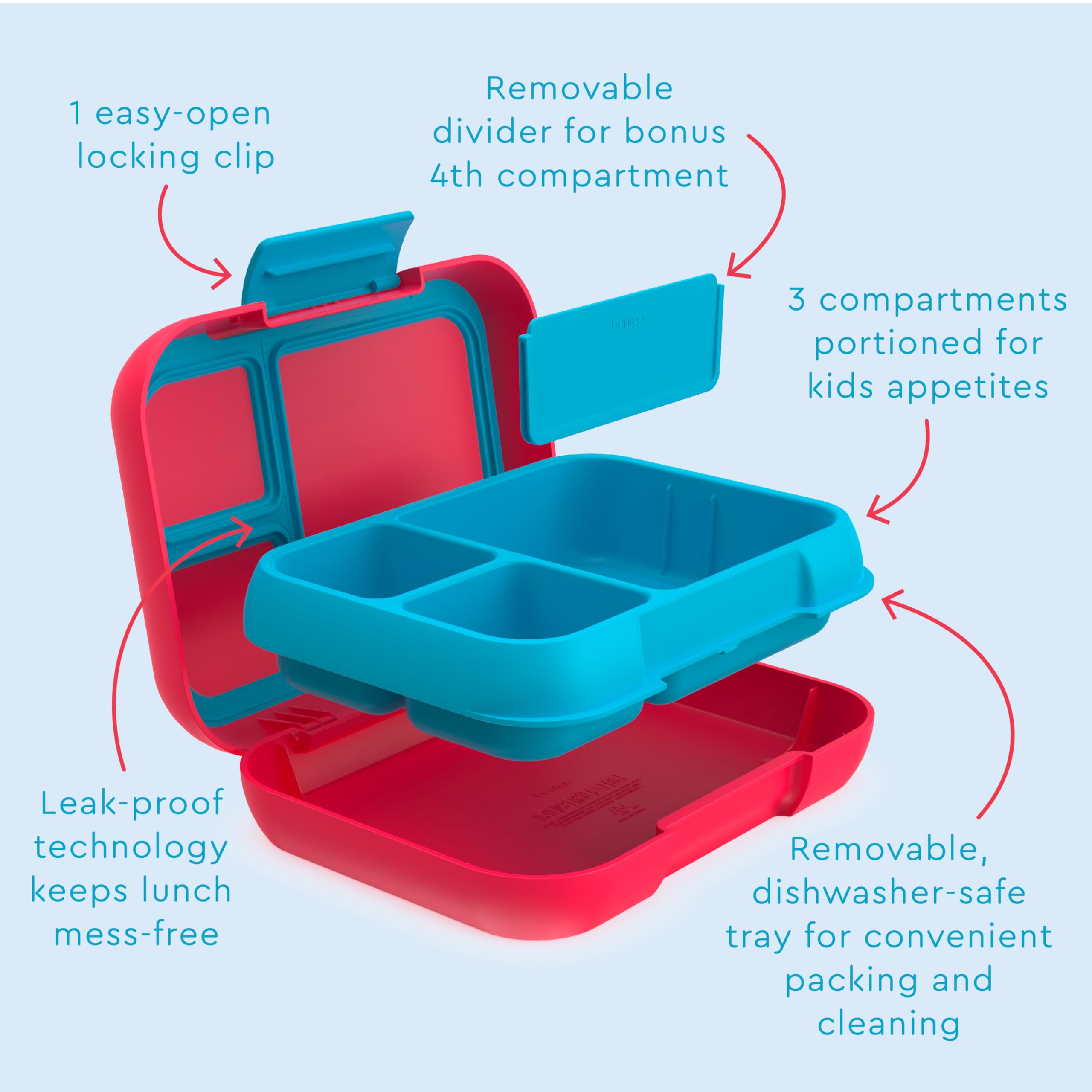 Bentgo Pop removable divider detail highlighting customizable compartment options by Bentgo