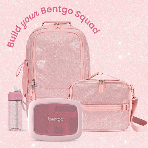 Bentgo next to child backpack showing scale and packability benefit