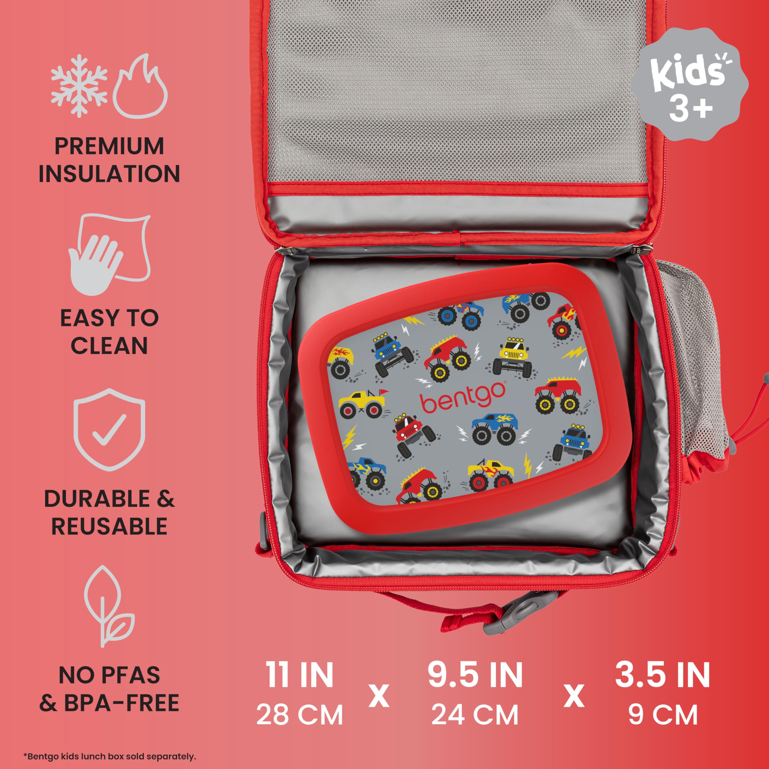 Bentgo adjustable shoulder strap and top handle easy for kids to carry