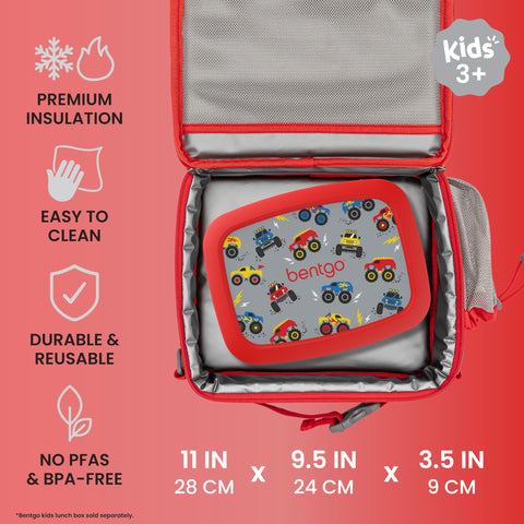 Bentgo adjustable shoulder strap and top handle easy for kids to carry