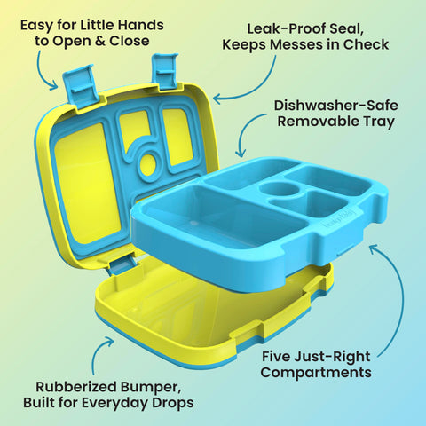 Bentgo removable tray beside freezer and microwave indicating safe reheating and storage