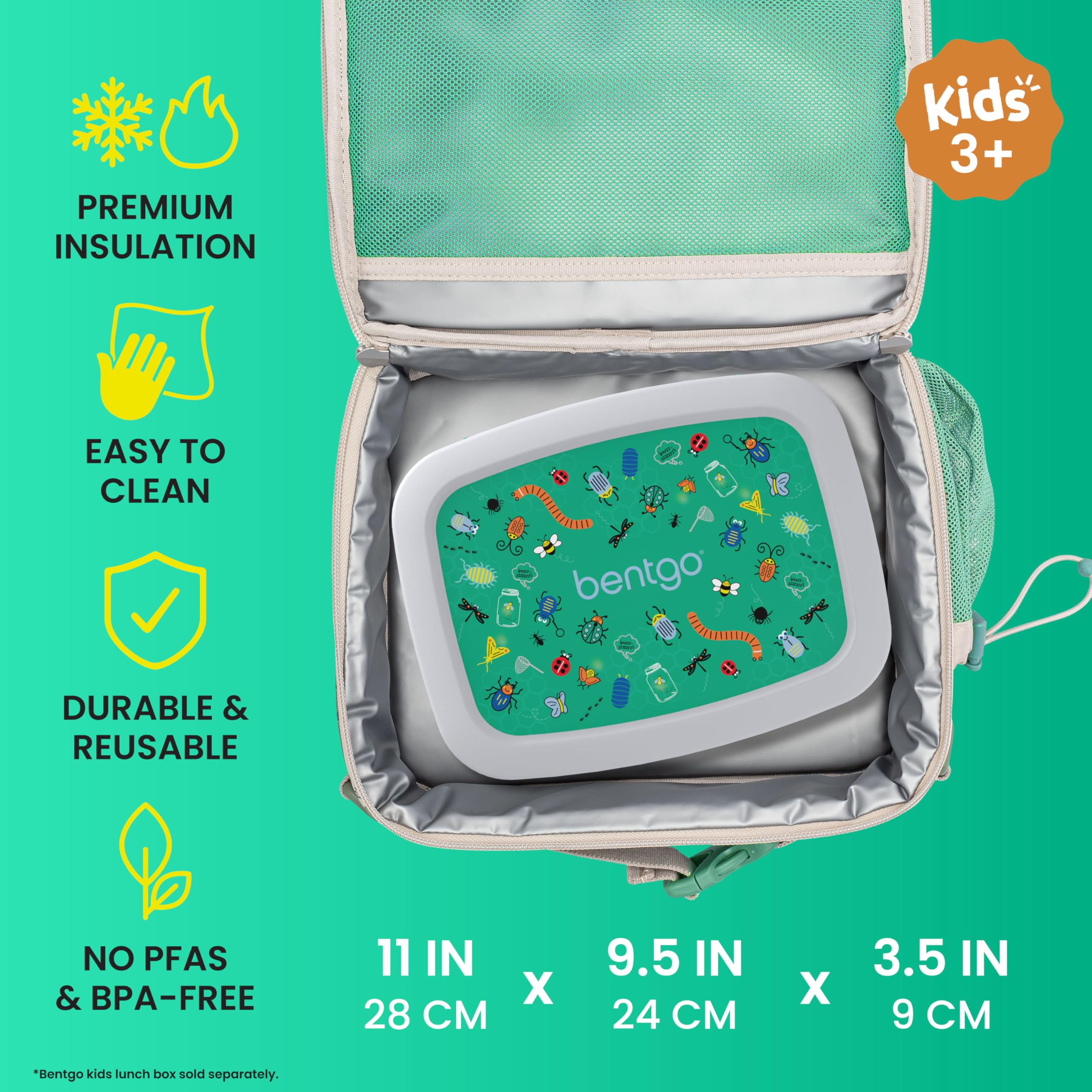 Bentgo zipper and padded handle detail for smooth opening and comfortable carry