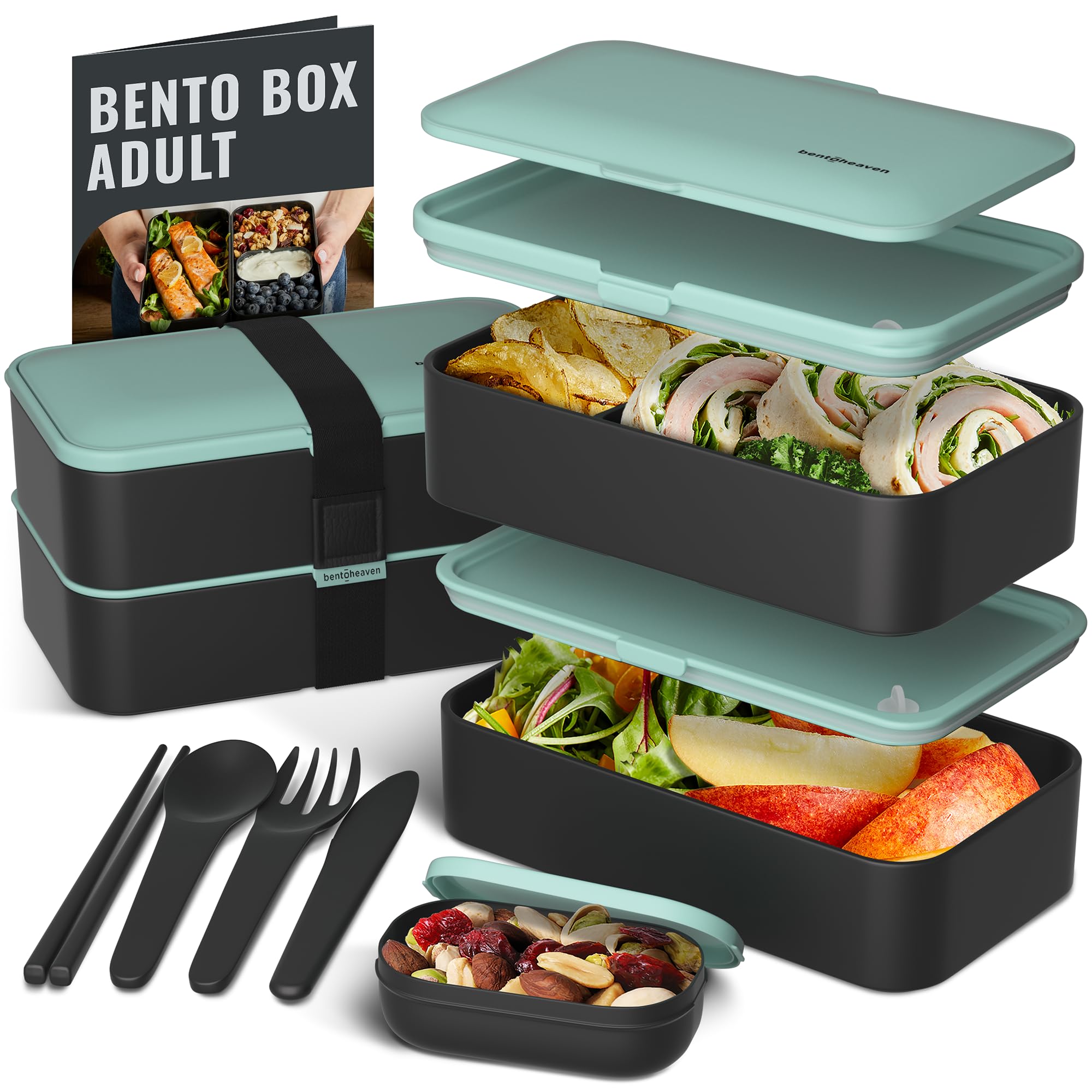 Bentoheaven front view showing compact stackable bento box and color