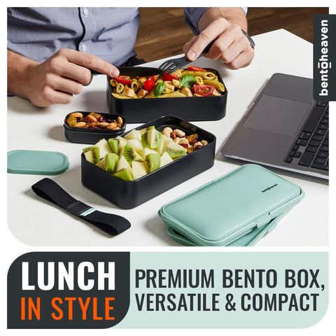 Bentoheaven wood-grain lid close-up showing stylish desk-friendly finish