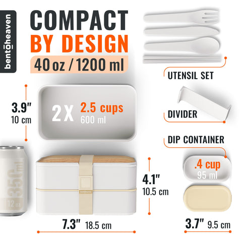 Bentoheaven open two-tiered layout displaying separate 20 oz containers for balanced meals