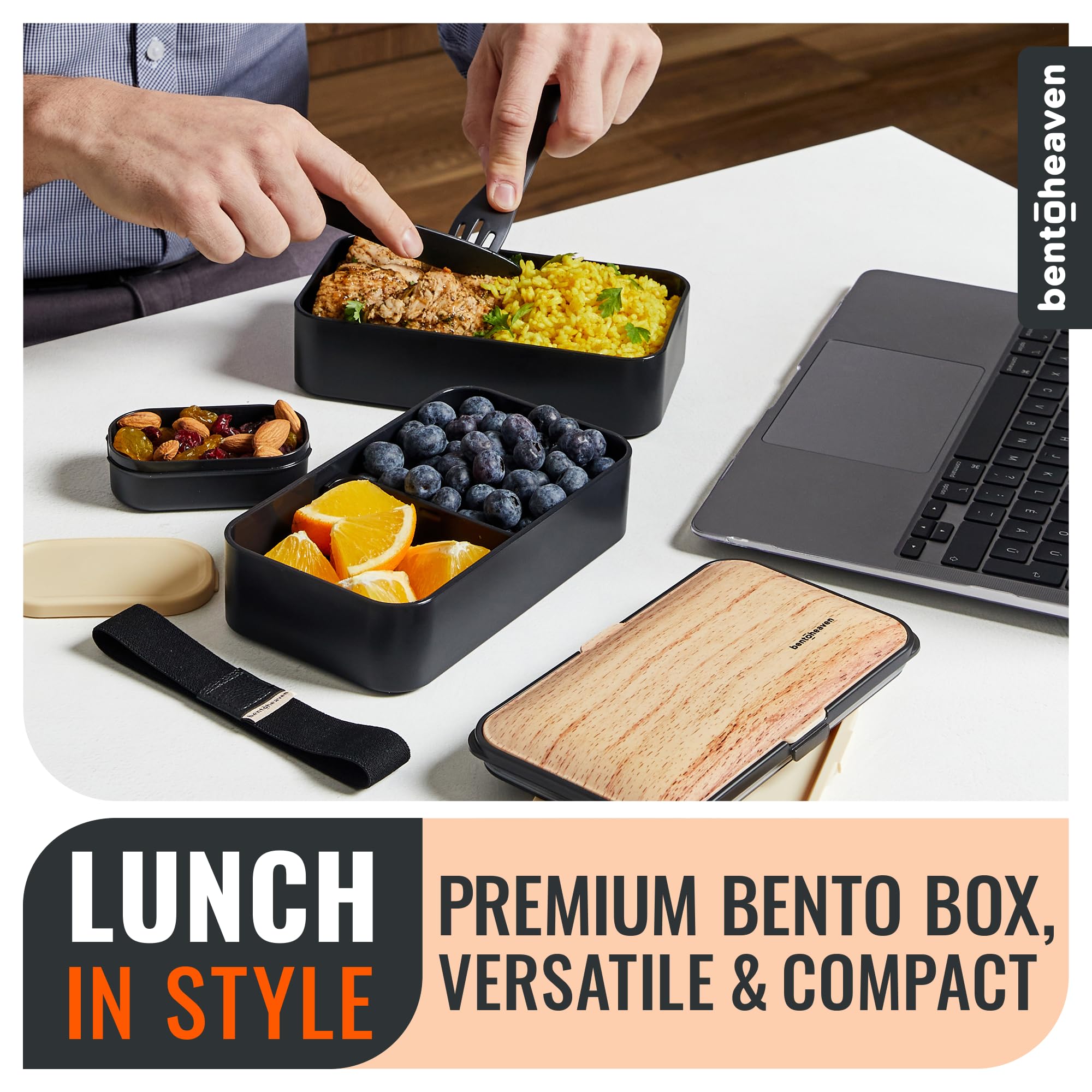 Bentoheaven Symph Onyx lid close-up showing silicone seal and vent plug for secure closure