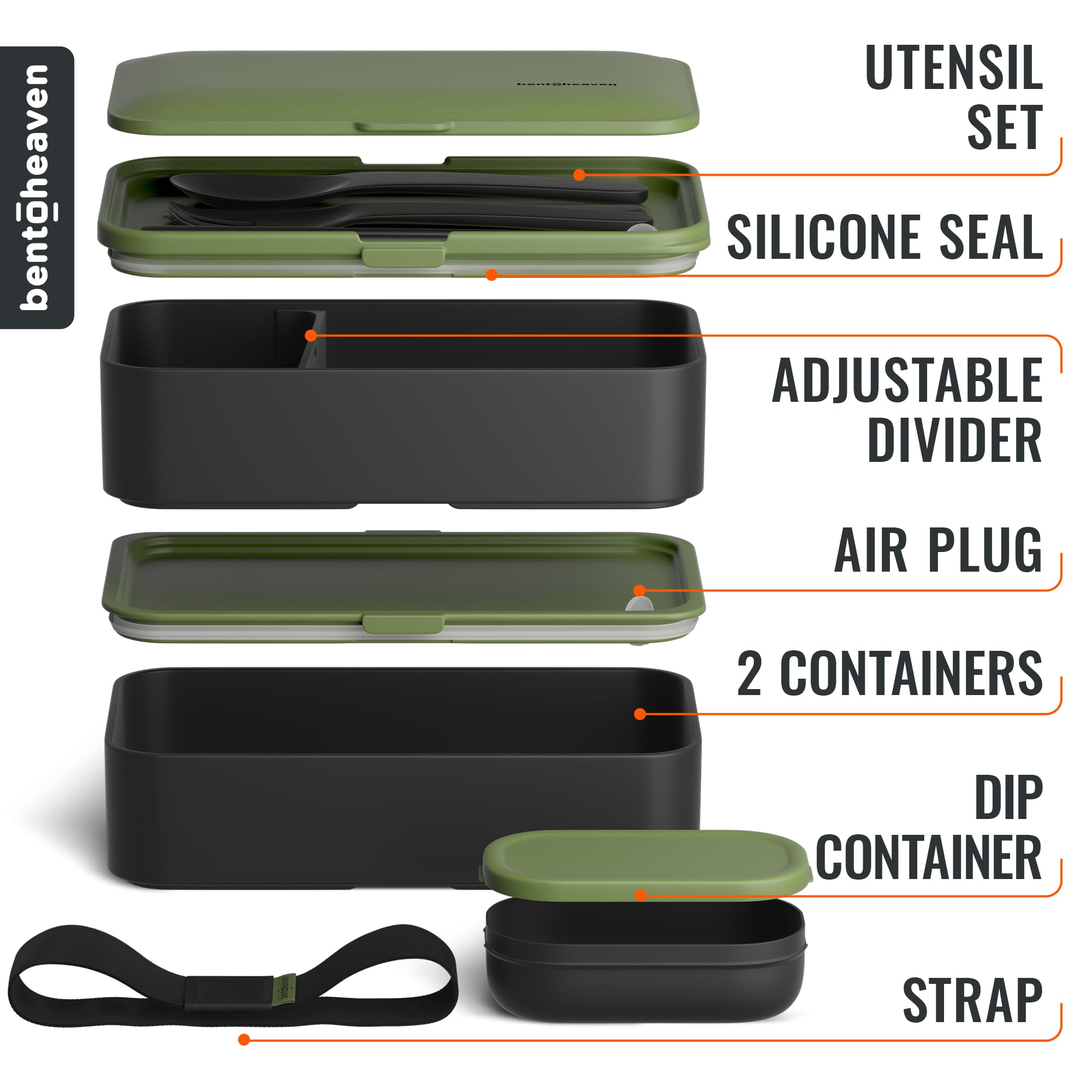 Bentoheaven reusable utensil set and sealing strap included for on-the-go convenience