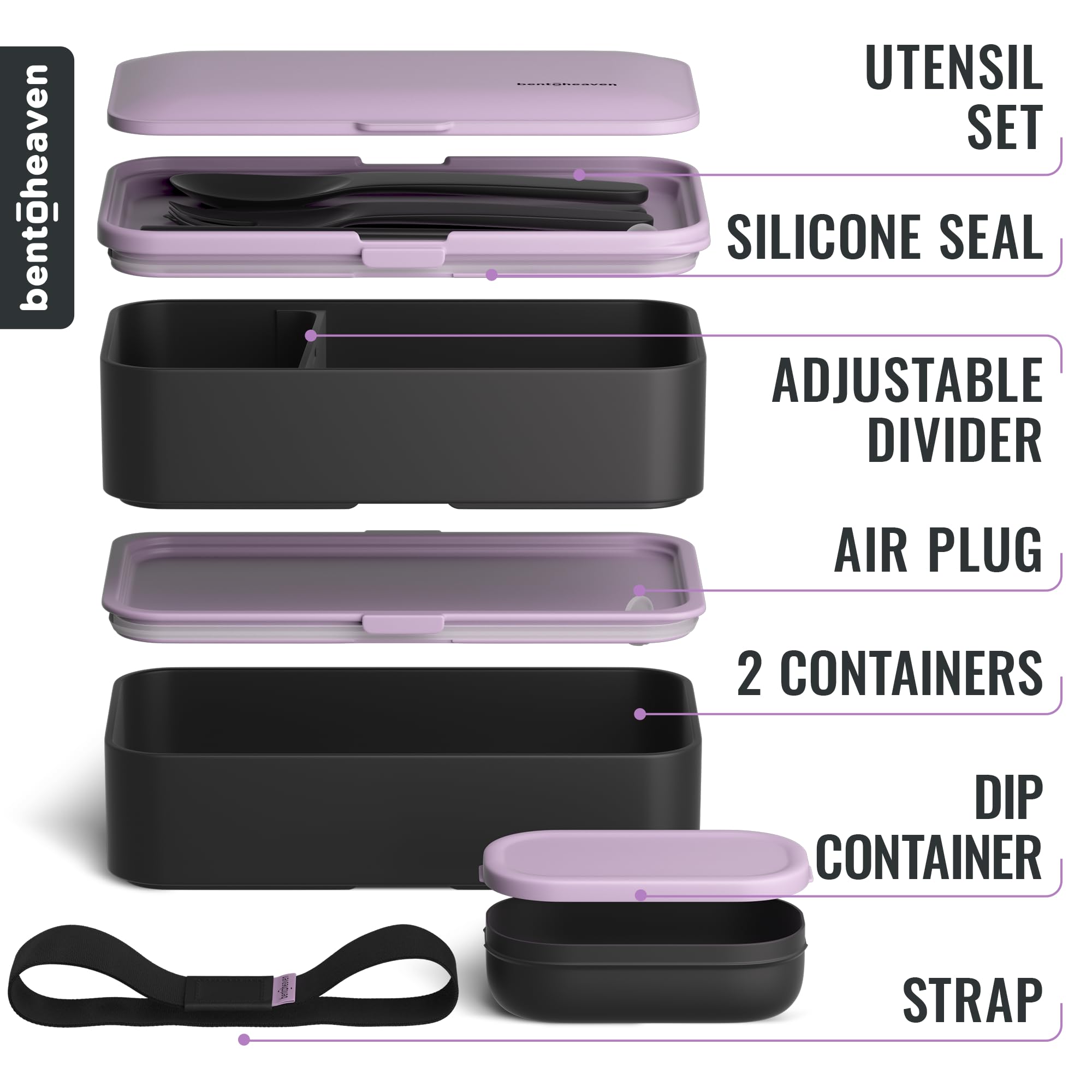 Bentoheaven utensil set and sealing strap included for complete meal prep benefit readiness