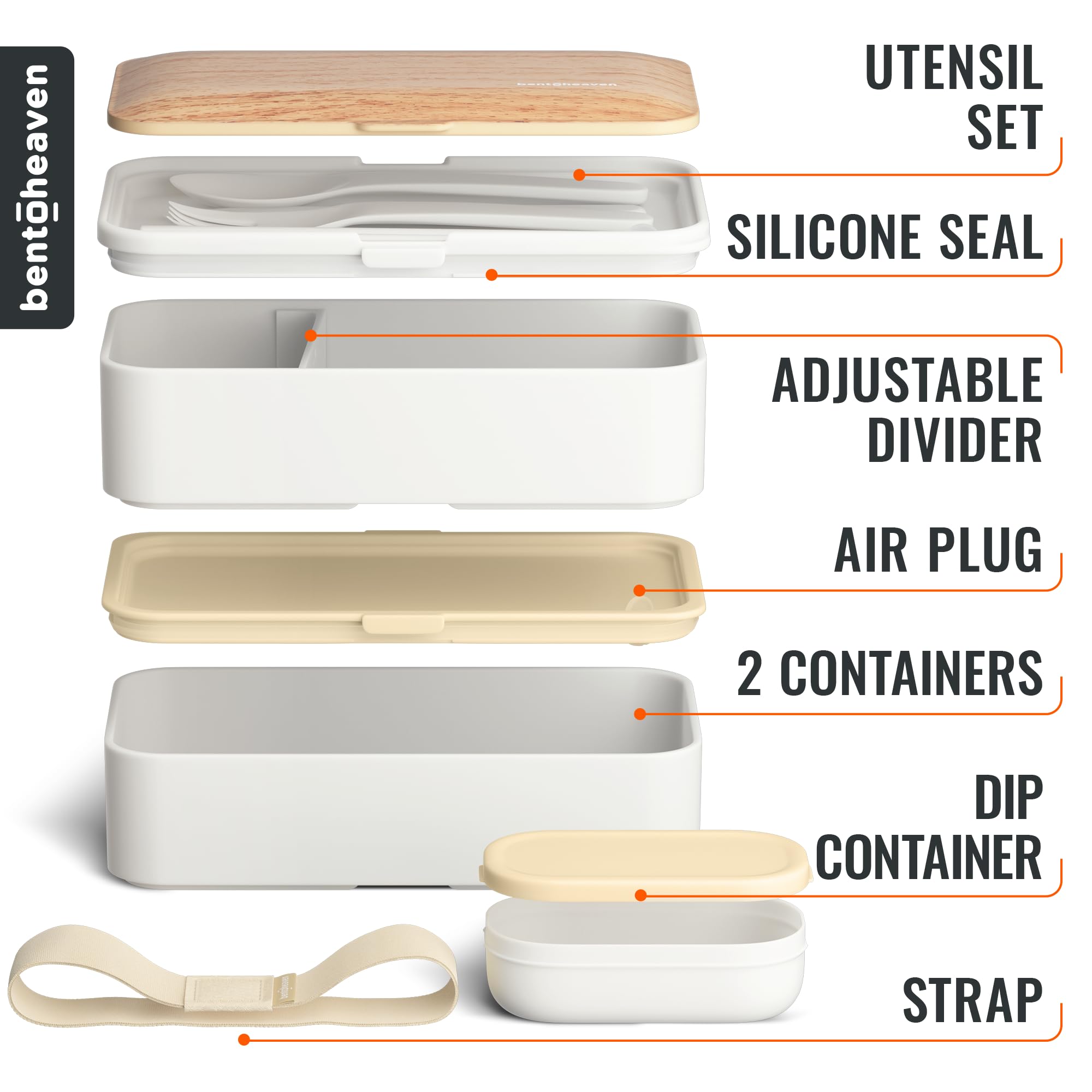 Bentoheaven reusable utensil set and sealing strap included for convenient meals