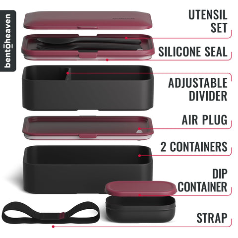Bentoheaven reusable utensil set and sealing strap included for ready-to-go lunches