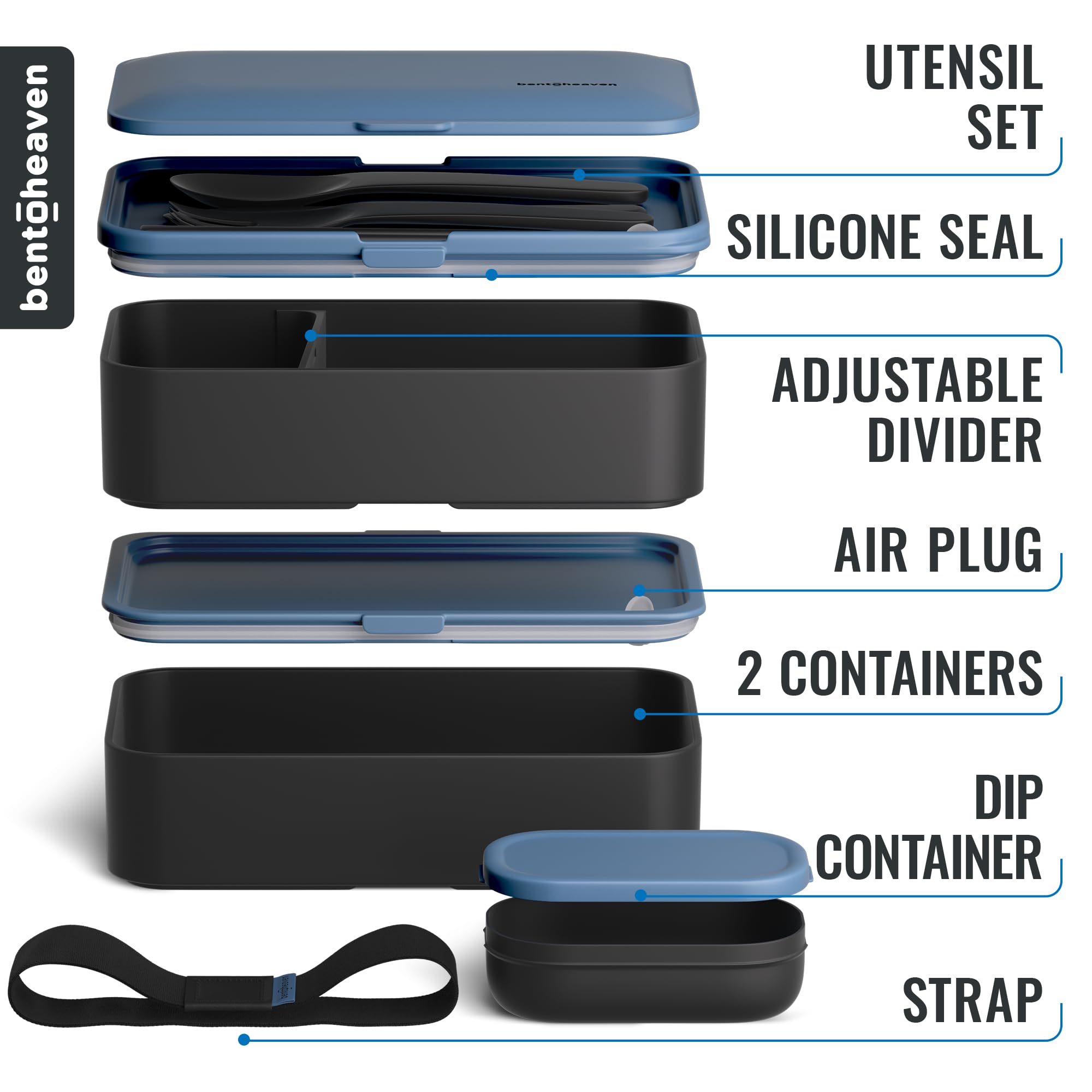 Bentoheaven reusable utensil set and strap included for ready-to-go meals