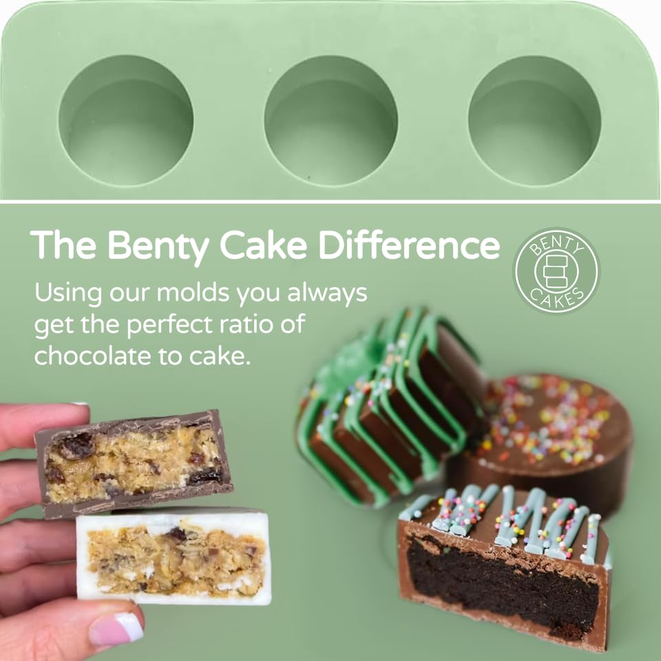 Benty Cakes large mold half filled with melted chocolate for uniform shells