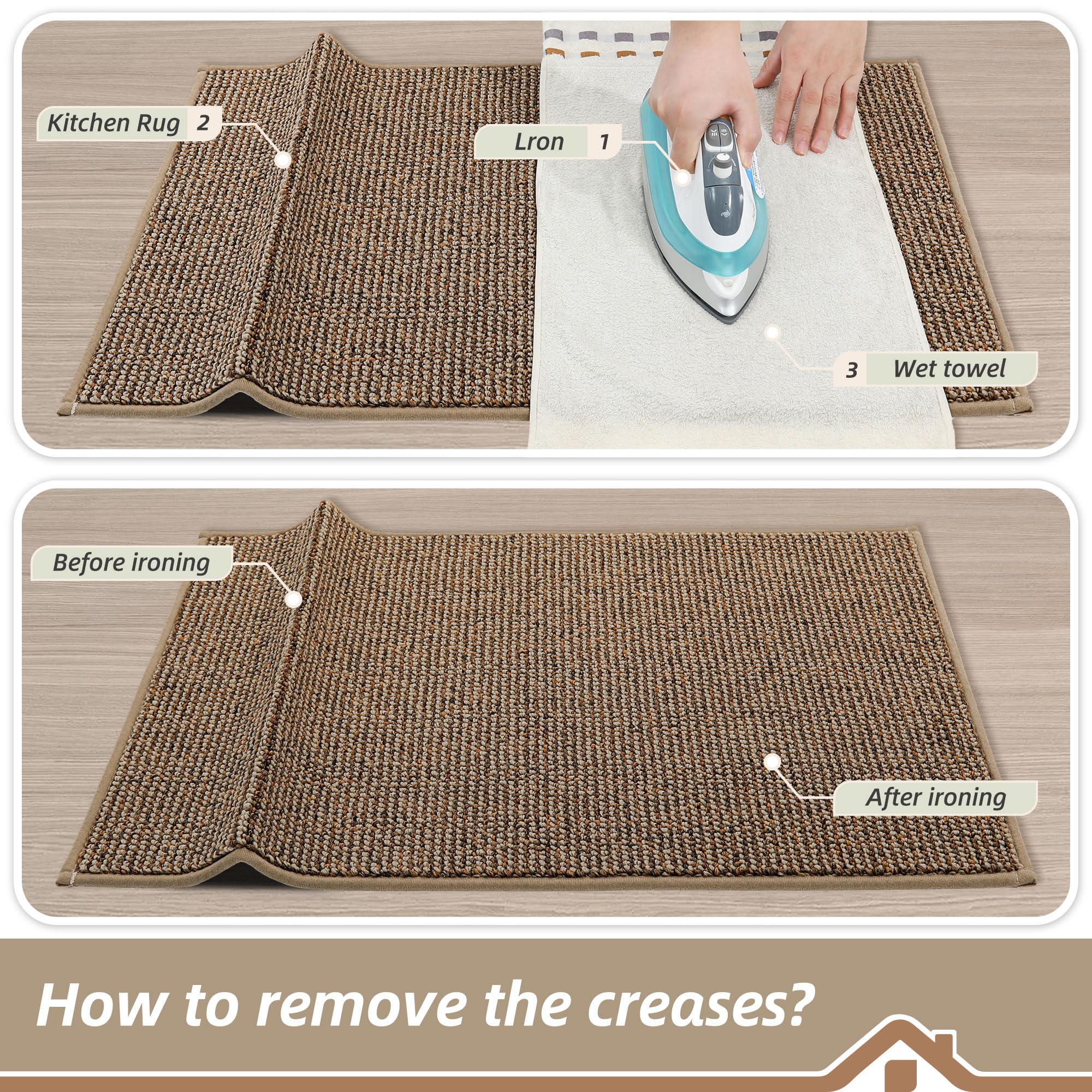 BEQHAUSE lifestyle kitchen setting shows taupe mat blending with decor