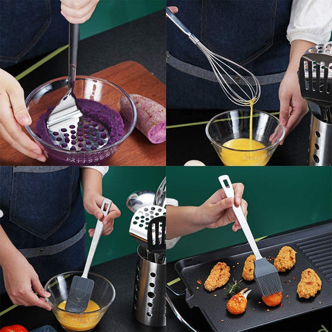 Berglander basting brush and flexible spatula close-up showing easy cleaning