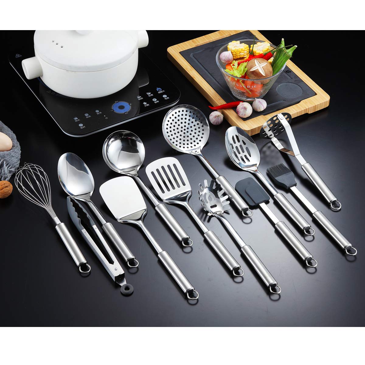 Berglander 13 utensils arranged on wooden surface, quick visual inventory and appeal