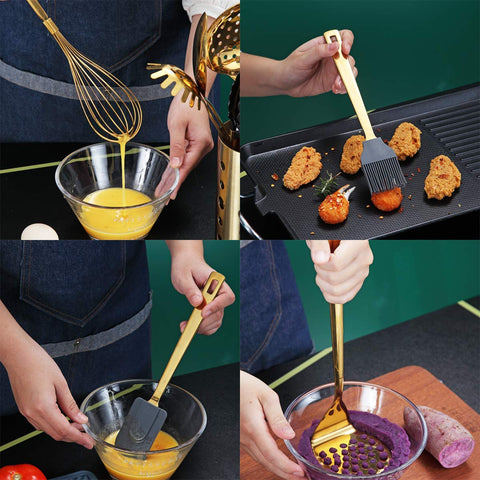 Berglander gold ladle close-up showing sturdy head and easy pouring benefit