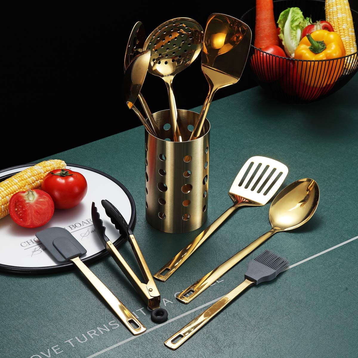 Berglander flexible gold spatula detail showing thin edge for precise scraping