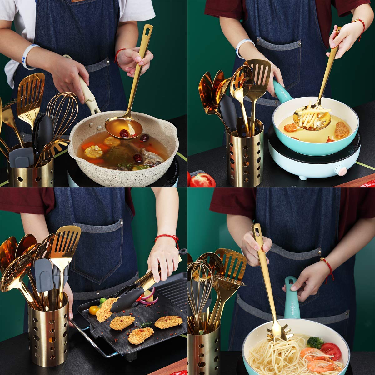 Berglander utensil holder on countertop offering organized access and visual appeal