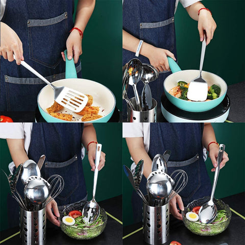 Berglander utensils next to a can to show scale and practical size