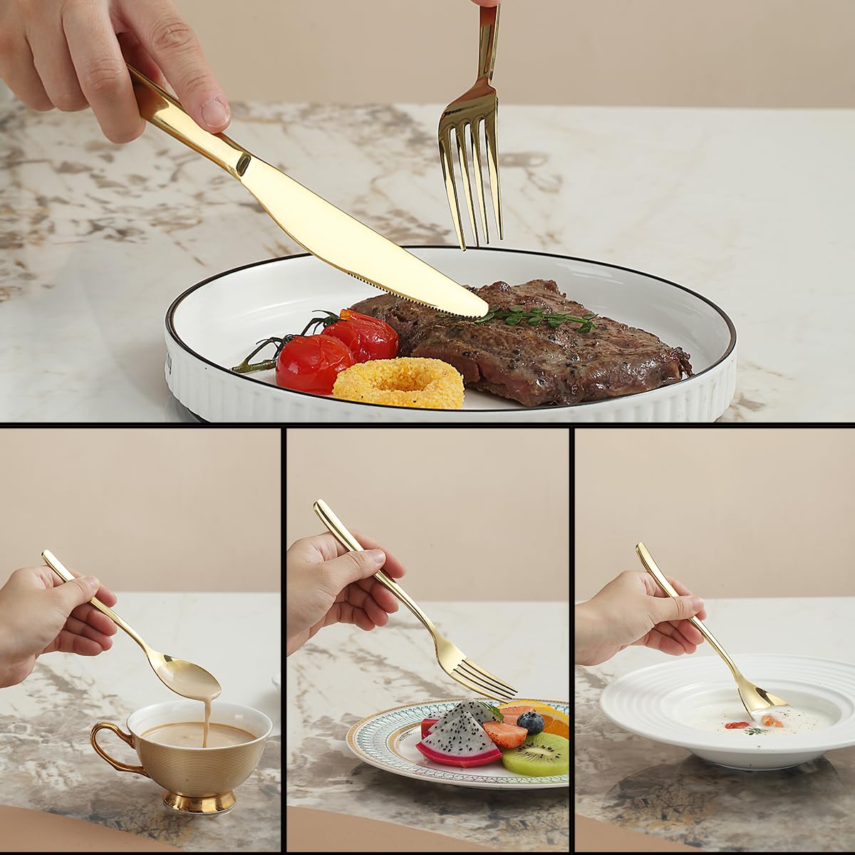 Berglander size scale comparison showing utensil length versus hand for fit confirmation