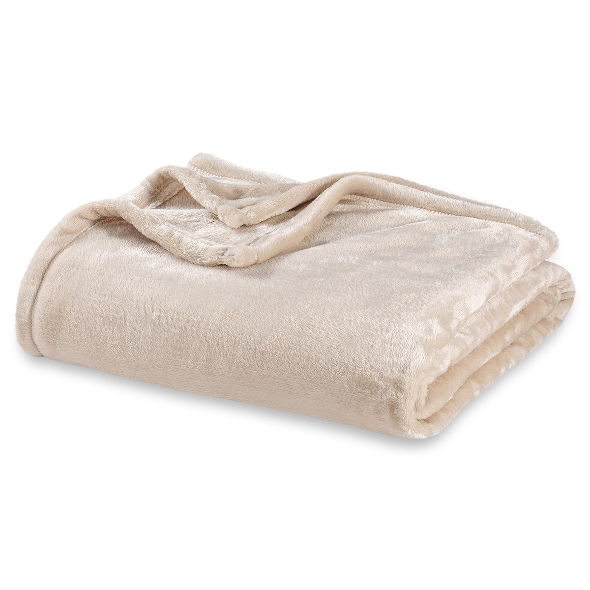 Berkshire Blanket front folded in Grain showing plush warmth and neat presentation