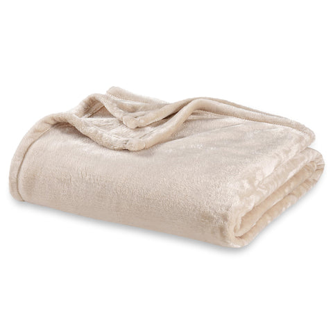 Berkshire Blanket front folded in Grain showing plush warmth and neat presentation