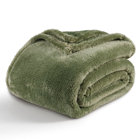 Berkshire Blanket front view in dark sage green, soft look for stylish comfort