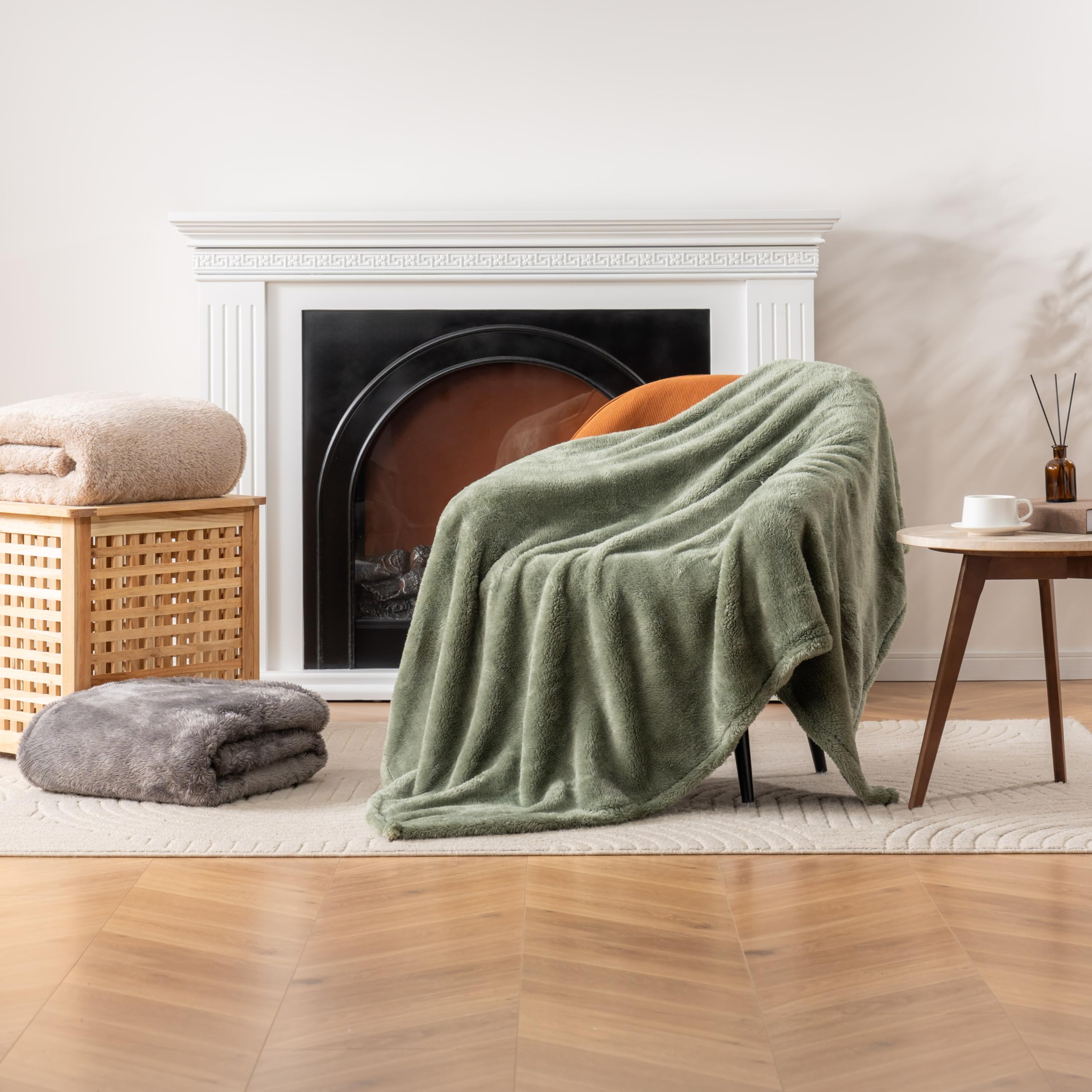 Berkshire Blanket in living room styling, Berkshire adds inviting atmosphere