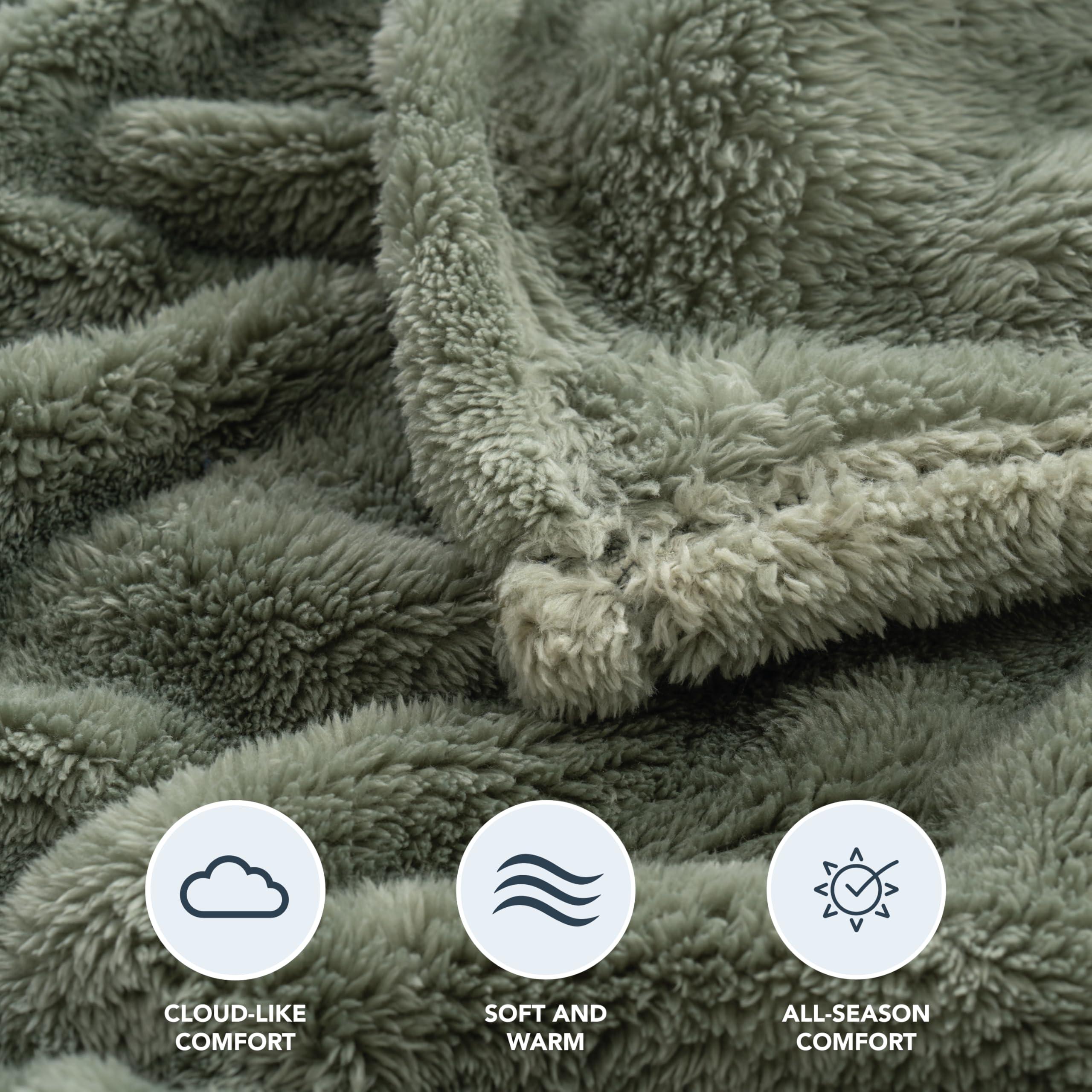 Berkshire Blanket draped on queen bed providing generous warmth and style