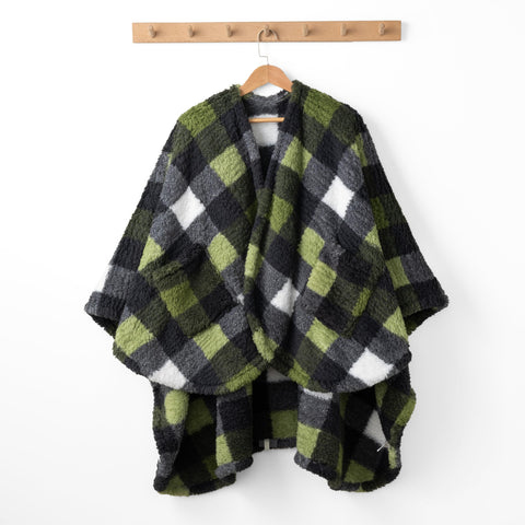 Berkshire Blanket pocket detail with hands keeping warm and carrying small items