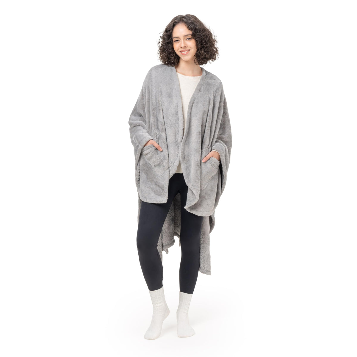 Berkshire Blanket front view showing wearable cape for easy mobility and warmth