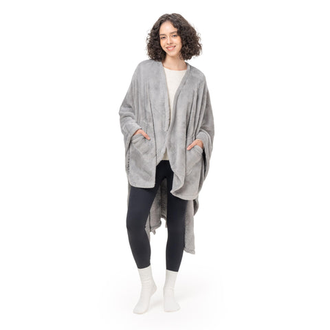 Berkshire Blanket front view showing wearable cape for easy mobility and warmth