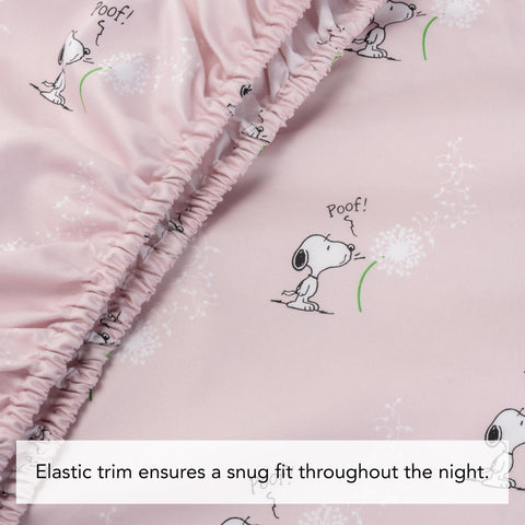 Berkshire Blanket Snoopy flat sheet pattern view highlighting colorful Snoopy print for playful decor