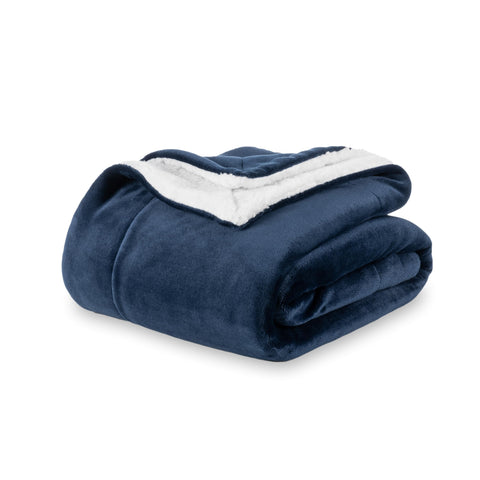 Berkshire Blanket front view showing Dress Blues color and reversible comfort