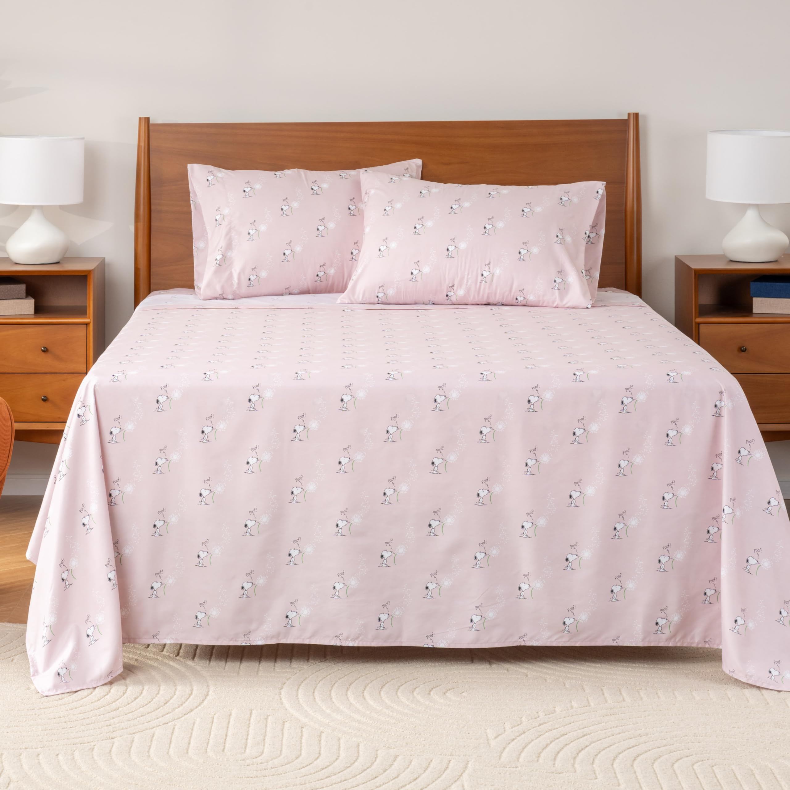 Berkshire Peanuts flat sheet spread full-size with playful print and cozy appeal