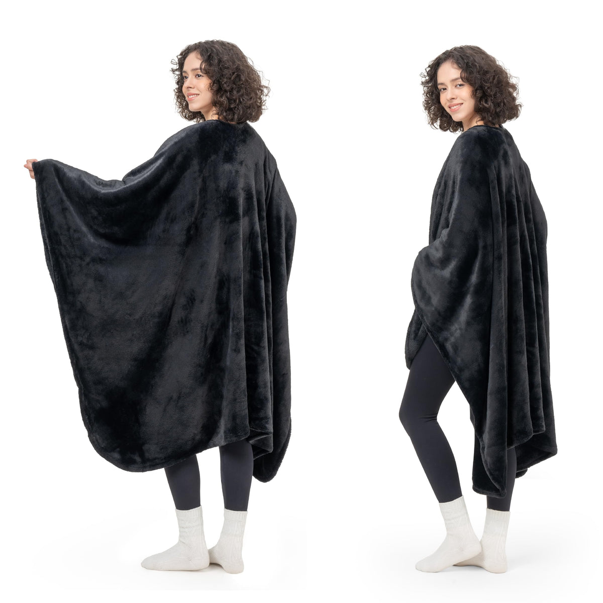 Berkshire Blanket front view of wearable blanket showing cozy wrap and pockets